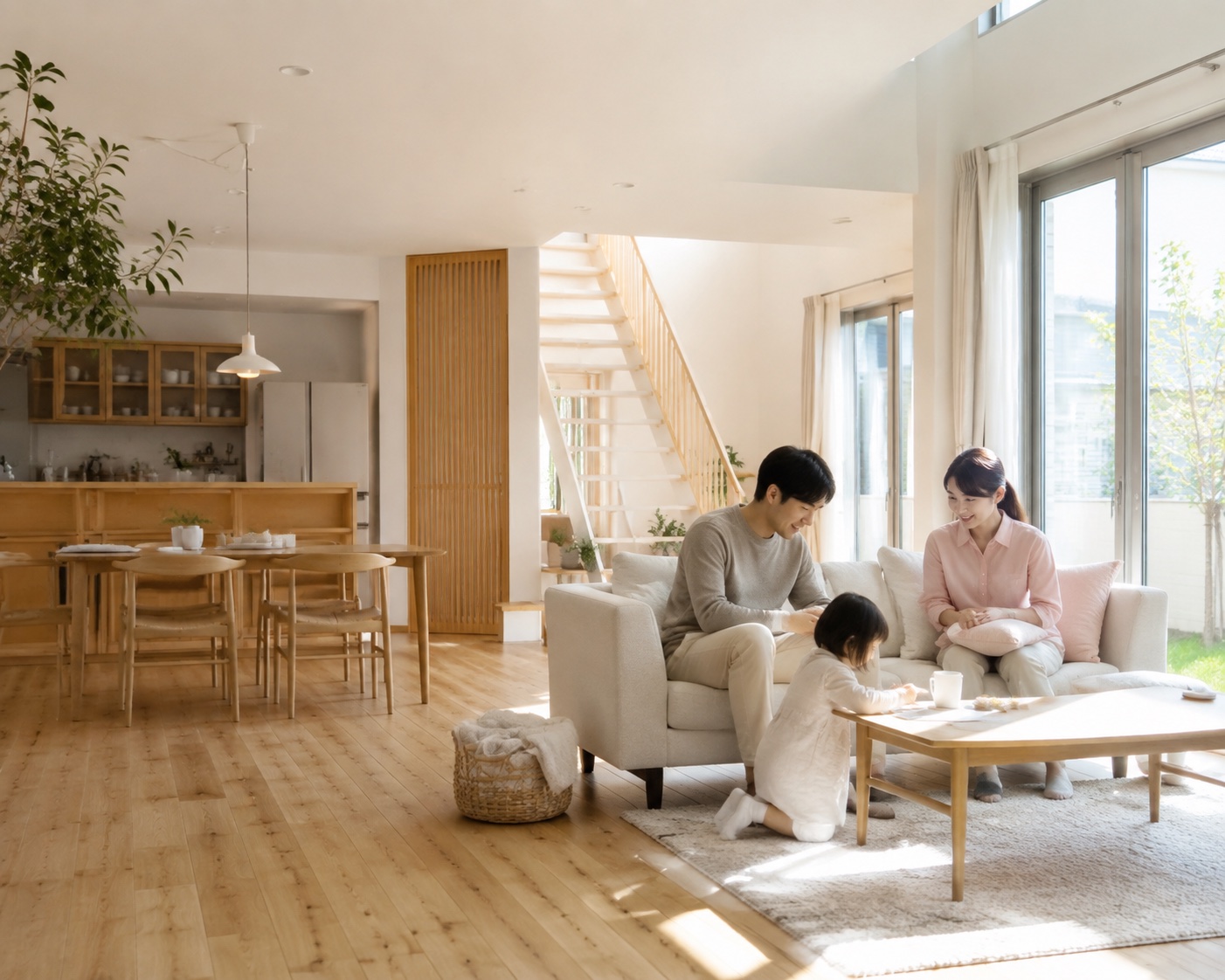家族が集う明るく開放的なリビング